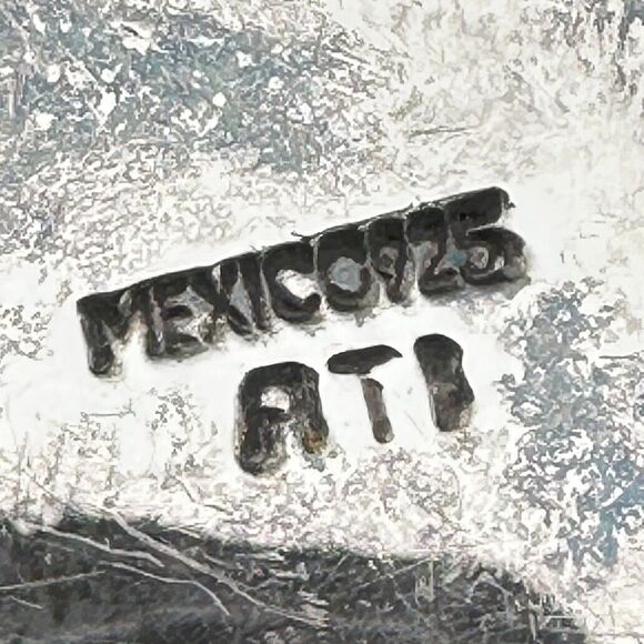 Vintage Mexico ATI Unique Natural Blue Stone 925 Silver Oval Pendant 12.4 g - Picture 6 of 12